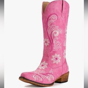 IUV Women’s Pink Embroidered Western Cowboy Boots Size 8
